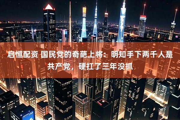 启恒配资 国民党的奇葩上将：明知手下两千人是共产党，硬扛了三年没抓
